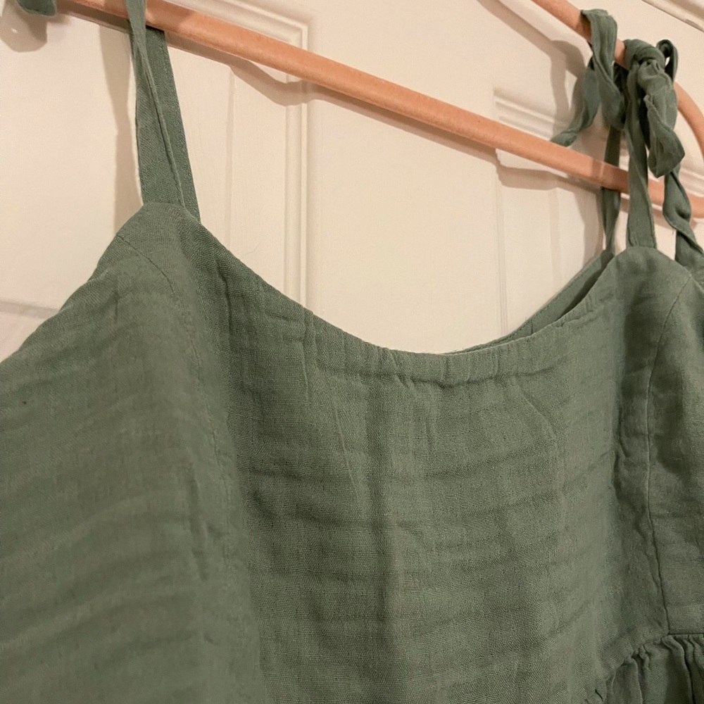 Tie Shoulder Green Tank